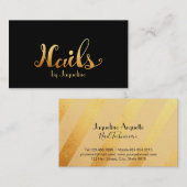 エレガントな黒及び金ゴールドのネイリスト 名刺 (正面/裏面)