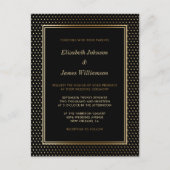 エレガントな黒及び金ゴールドホイルの水玉模様の結婚式 インビテーションポストカード (正面)