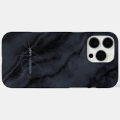エレガントな黒大理石のカスタムネームモノグラム Case-Mate iPhoneケース (裏面 (横))