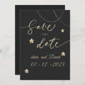 エレガントな黒板スタイルのSave the Dateカード | モード 招待状 (正面/裏面)