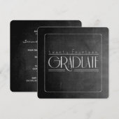 エレガントな黒板 卒業式 四角形 招待状 (正面/裏面)