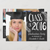 エレガントな黒板 2016年度 卒業パーティー 招待状 (正面/裏面)