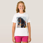エレガントな黒栗毛の馬 Tシャツ (正面フル)