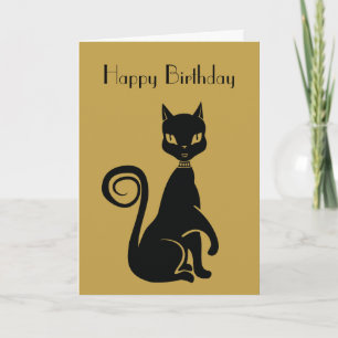 エレガントな黒猫お誕生日おめでとう カード