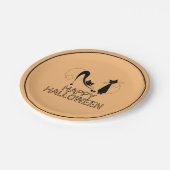 エレガントな黒猫、ハッピー ハロウィン ペーパープレート (アングル)