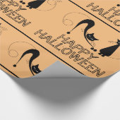 エレガントな黒猫、ハッピー ハロウィン ラッピングペーパー (角)
