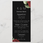 エレガントな黒背景に赤いバラ メニュー (正面)