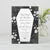 エレガントな黒薔薇の付いたゴシック棺の招待状 招待状 (スタンド正面)