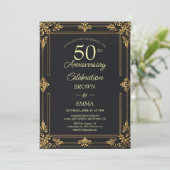 エレガントな黒金色の50周年記念のお祝いに 招待状 (スタンド正面)