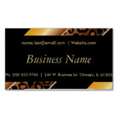 エレガントな黒、金ゴールドおよび黄色いヒョウは縞で飾ります マグネット名刺 (正面)