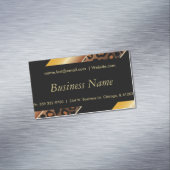 エレガントな黒、金ゴールドおよび黄色いヒョウは縞で飾ります マグネット名刺 (インサイチュ)