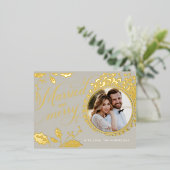 エレガントな1枚の写真を使ったホリデー ポストカード (立ち正面)