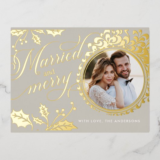 エレガントな1枚の写真を使ったホリデー ポストカード (正面)