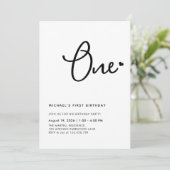 エレガントな1歳の誕生日写真パーティー 招待状 (スタンド正面)