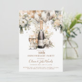 エレガントな10周年パーティーのシャンパンバルーン 招待状 (スタンド正面)