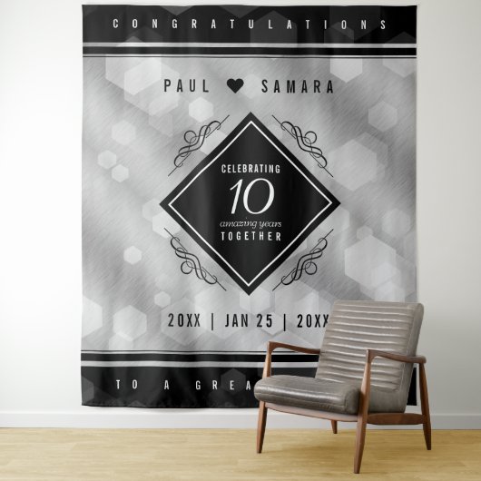 エレガントな10周年錫婚式お祝い記念品 タペストリー (インサイチュ)
