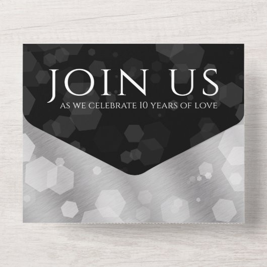 エレガントな10年目の錫婚式お祝い オールインワン招待状 (裏面)