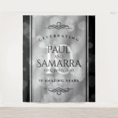 エレガントな10年目の錫婚式お祝い タペストリー (正面)