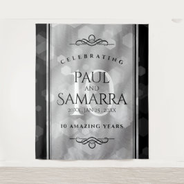 エレガントな10年目の錫婚式お祝い タペストリー