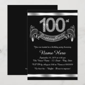 エレガントな100歳の誕生日パーティー 招待状 (正面/裏面)