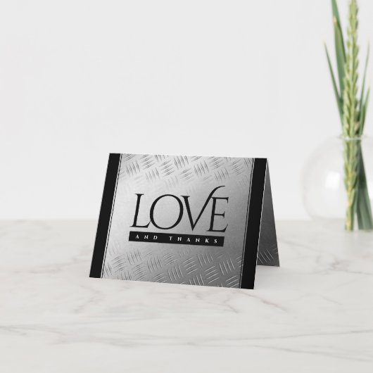 エレガントな11周年スチールウェディングアニバーサリーのお祝い サンキューカード (正面)