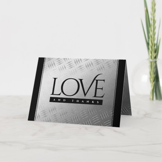 エレガントな11周年スチールウェディングアニバーサリーのお祝い サンキューカード (正面)