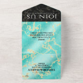 エレガントな11周年ターコイズの結婚記念日 オールインワン招待状 (外側)