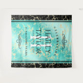 エレガントな11周年ターコイズの結婚記念日 タペストリー (正面(横))