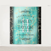 エレガントな11周年ターコイズの結婚記念日 タペストリー (正面)