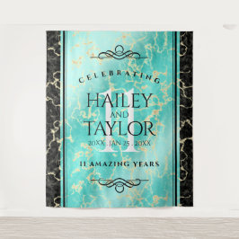 エレガントな11周年ターコイズの結婚記念日 タペストリー