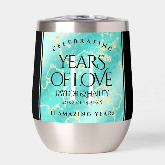 エレガントな11周年ターコイズ色の結婚記念日 (正面)