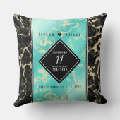 エレガントな11周年ターコイズ色の結婚記念日 クッション (裏面)