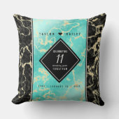 エレガントな11周年ターコイズ色の結婚記念日 クッション (正面)