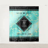 エレガントな11周年ターコイズ色の結婚記念日 タペストリー (正面)