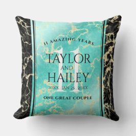 エレガントな11周年ターコイズ ウェディング アニバーサリー クッション