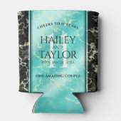 エレガントな11周年ターコイズ ブルー 結婚記念日 缶クーラー (裏面)