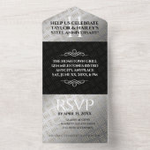 エレガントな11周年鋼婚式のお祝い オールインワン招待状 (内側)