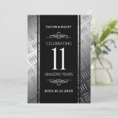 エレガントな11周年鋼婚式のお祝い 招待状 (スタンド正面)