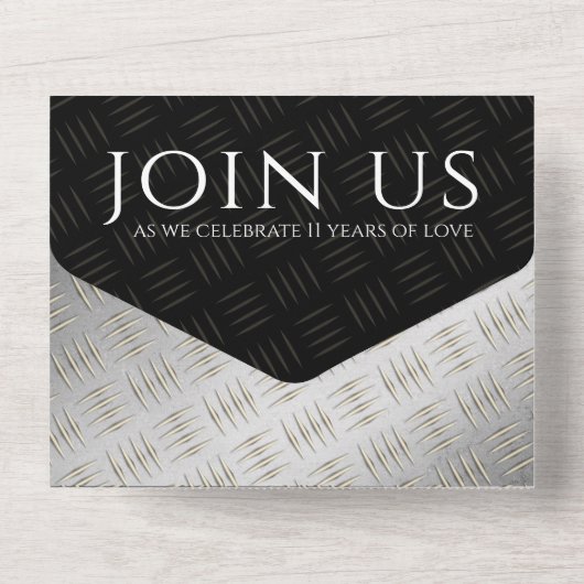 エレガントな11周年 スチール ウェディング アニバーサリー セレブレーション オールインワン招待状 (裏面)