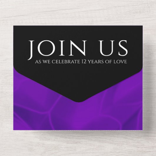 エレガントな12周年 シルク結婚記念日 お祝い オールインワン招待状 (裏面)