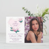エレガントな13歳の誕生日招待状 花の写真 招待状 (スタンド正面)