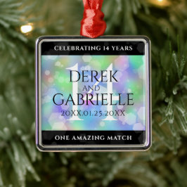 エレガントな14周年オパール結婚記念日お祝い メタルオーナメント