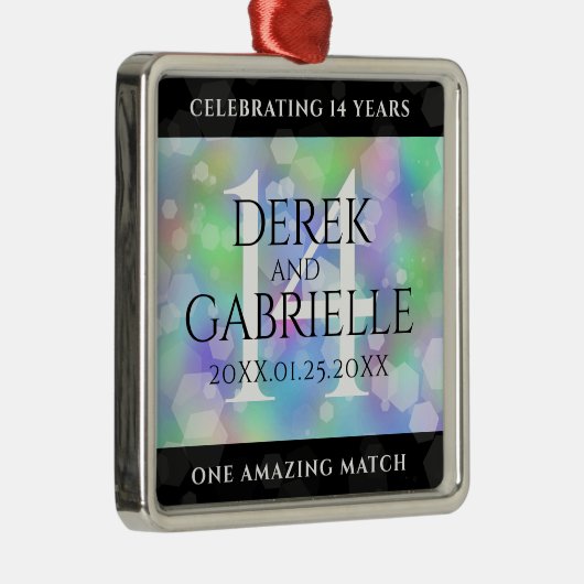 エレガントな14周年オパール結婚記念日お祝い メタルオーナメント (右)