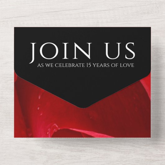 エレガントな15年目のローズウェディングアニバーサリーセレブレーション オールインワン招待状 (裏面)