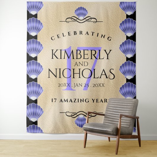 エレガントな17周年 シェル ウェディング アニバーサリー タペストリー (インサイチュ)