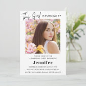 エレガントな17歳の誕生日招待状 現代的な写真 招待状 (スタンド正面)