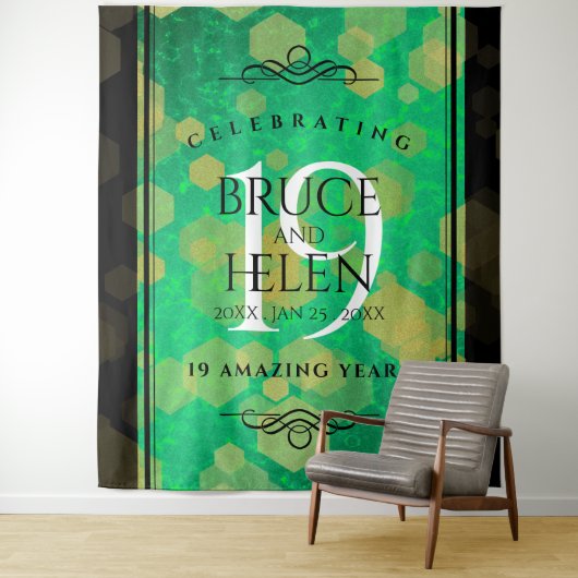 エレガントな19周年翡翠結婚記念日お祝い タペストリー (インサイチュ)
