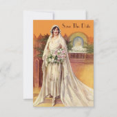 エレガントな1930年代の花嫁 結婚式 保存日 招待状 (正面)