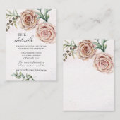 エレガントな2つのピンクのバラのウェディング詳細 エンクロージャーカード (正面/裏面)