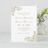 エレガントな2人の花嫁のゴールドスクロール結婚式招待状 招待状 (スタンド正面)